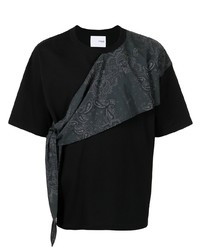 T-shirt girocollo con stampa cachemire nera di Yoshiokubo