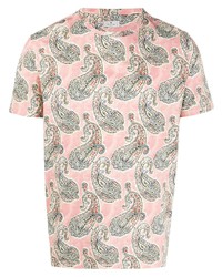 T-shirt girocollo con stampa cachemire rosa di Etro
