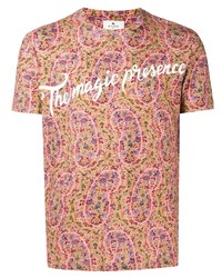 T-shirt girocollo con stampa cachemire rosa di Etro