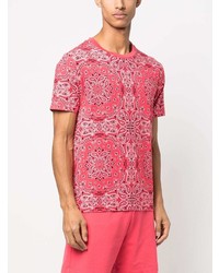 T-shirt girocollo con stampa cachemire rosa di Moschino