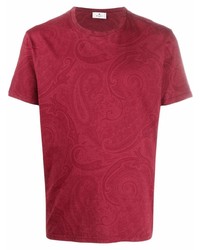 T-shirt girocollo con stampa cachemire rossa di Etro