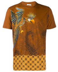 T-shirt girocollo con stampa cachemire terracotta di Etro