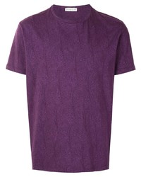 T-shirt girocollo con stampa cachemire viola