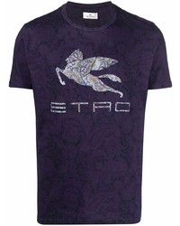 T-shirt girocollo con stampa cachemire viola di Etro