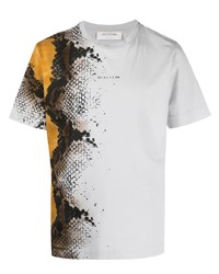 T-shirt girocollo con stampa serpente grigia