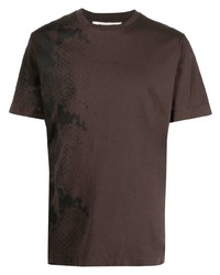 T-shirt girocollo con stampa serpente marrone scuro