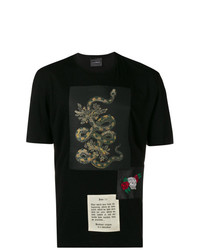 T-shirt girocollo con stampa serpente nera di John Richmond