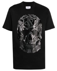 T-shirt girocollo con stampa serpente nera di Philipp Plein