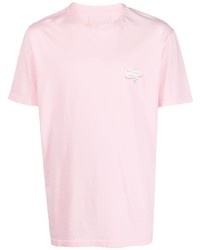 T-shirt girocollo con stampa serpente rosa