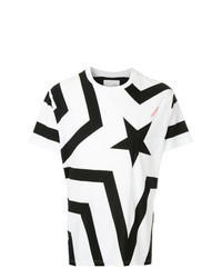 T-shirt girocollo con stelle bianca e nera