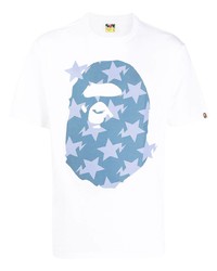 T-shirt girocollo con stelle bianca di A Bathing Ape