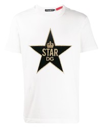 T-shirt girocollo con stelle bianca di Dolce & Gabbana