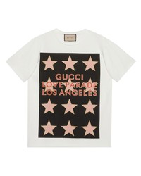 T-shirt girocollo con stelle bianca di Gucci