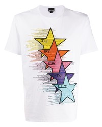 T-shirt girocollo con stelle bianca di Just Cavalli
