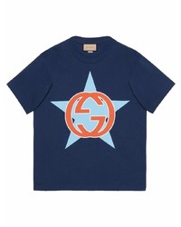 T-shirt girocollo con stelle blu scuro di Gucci