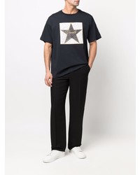 T-shirt girocollo con stelle blu scuro di Roberto Cavalli