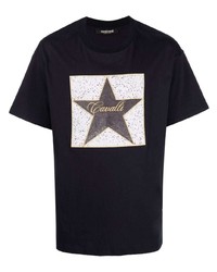 T-shirt girocollo con stelle blu scuro di Roberto Cavalli