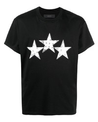 T-shirt girocollo con stelle nera e bianca di Amiri