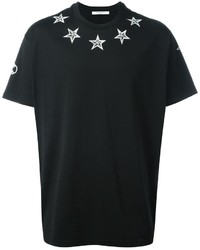 T-shirt girocollo con stelle nera