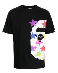 T-shirt girocollo con stelle nera di A Bathing Ape