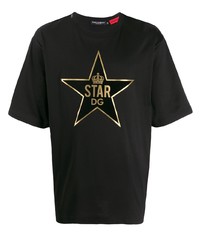 T-shirt girocollo con stelle nera di Dolce & Gabbana