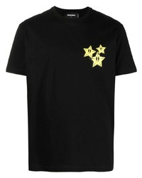 T-shirt girocollo con stelle nera di DSQUARED2