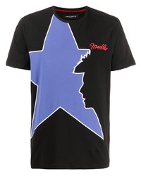 T-shirt girocollo con stelle nera di Frankie Morello
