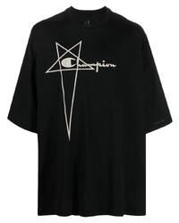 T-shirt girocollo con stelle nera di Rick Owens X Champion