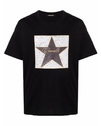 T-shirt girocollo con stelle nera di Roberto Cavalli