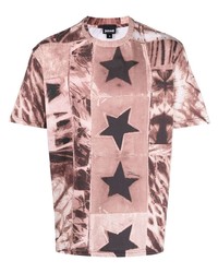 T-shirt girocollo con stelle rosa