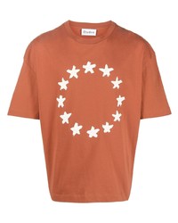 T-shirt girocollo con stelle terracotta
