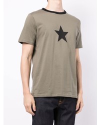 T-shirt girocollo con stelle verde oliva di agnès b.