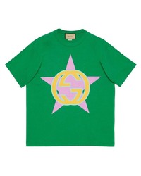 T-shirt girocollo con stelle verde
