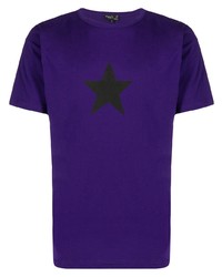 T-shirt girocollo con stelle viola