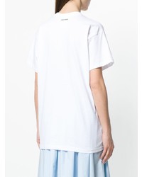 T-shirt girocollo con volant bianca di Brognano