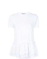 T-shirt girocollo con volant bianca di Comme Des Garcons Comme Des Garcons