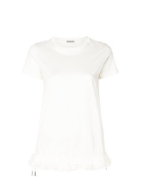 T-shirt girocollo con volant bianca di Moncler