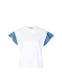 T-shirt girocollo con volant bianca di MSGM