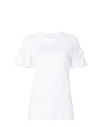 T-shirt girocollo con volant bianca di Victoria Victoria Beckham