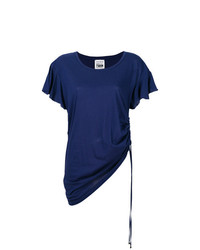 T-shirt girocollo con volant blu scuro di Twin-Set