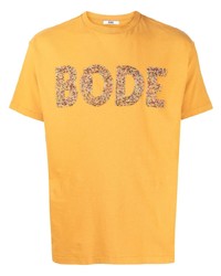 T-shirt girocollo decorata arancione di Bode