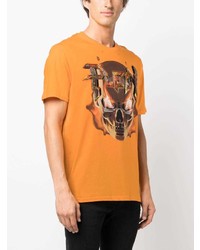 T-shirt girocollo decorata arancione di Philipp Plein