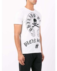 T-shirt girocollo decorata bianca e nera di Philipp Plein