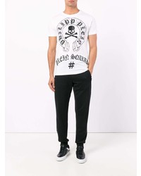 T-shirt girocollo decorata bianca e nera di Philipp Plein