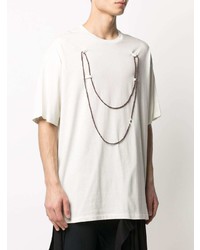 T-shirt girocollo decorata bianca di Raf Simons