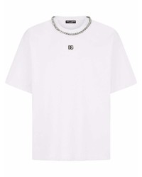 T-shirt girocollo decorata bianca di Dolce & Gabbana