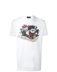 T-shirt girocollo decorata bianca di DSQUARED2