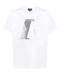 T-shirt girocollo decorata bianca di Emporio Armani