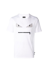 T-shirt girocollo decorata bianca di Fendi