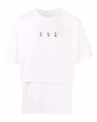 T-shirt girocollo decorata bianca di Feng Chen Wang